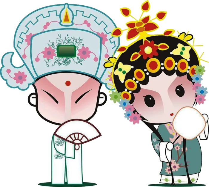 卡通京剧戏剧人物脸谱插画PNG图片 国潮中国风Q版戏剧人物PS素材