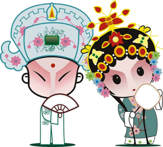 卡通京剧戏剧人物脸谱插画PNG图片 国潮中国风Q版戏剧人物PS素材