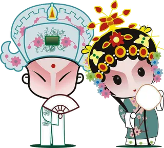 卡通京剧戏剧人物脸谱插画PNG图片 国潮中国风Q版戏剧人物PS素材