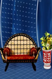 沙发花瓶蓝色空间