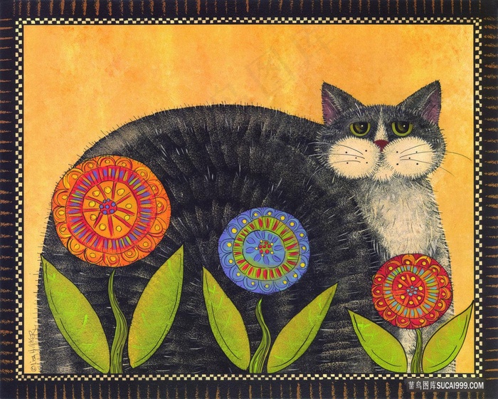 花卉龙猫油画装饰画