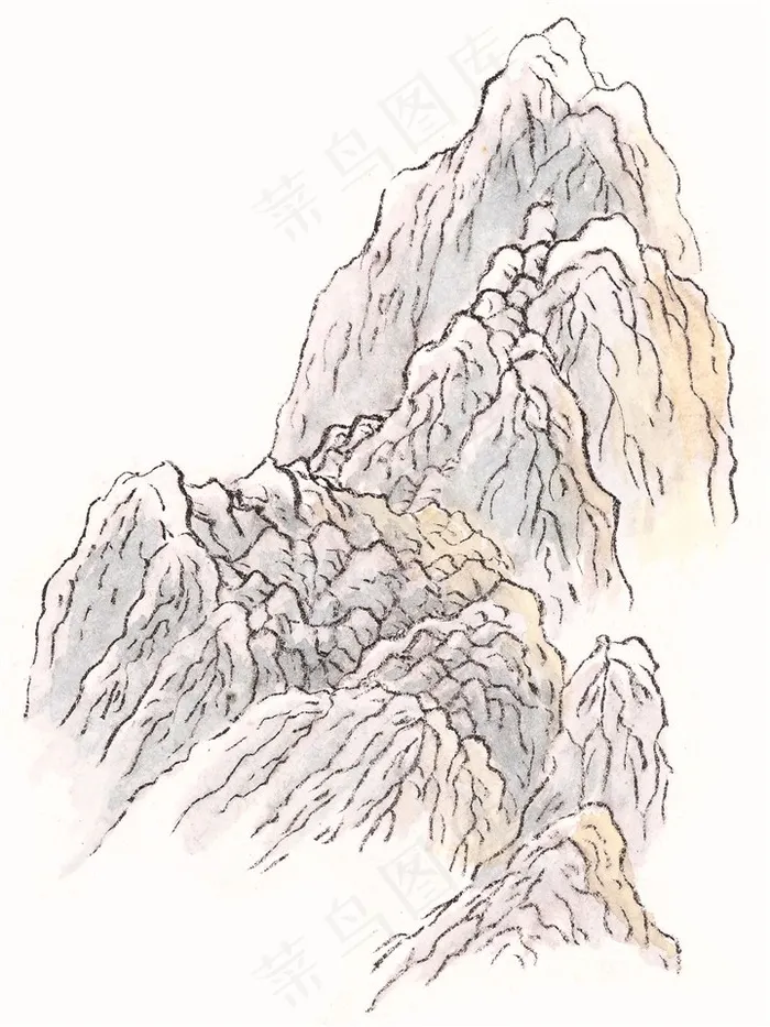 大山石头工笔jpg素材