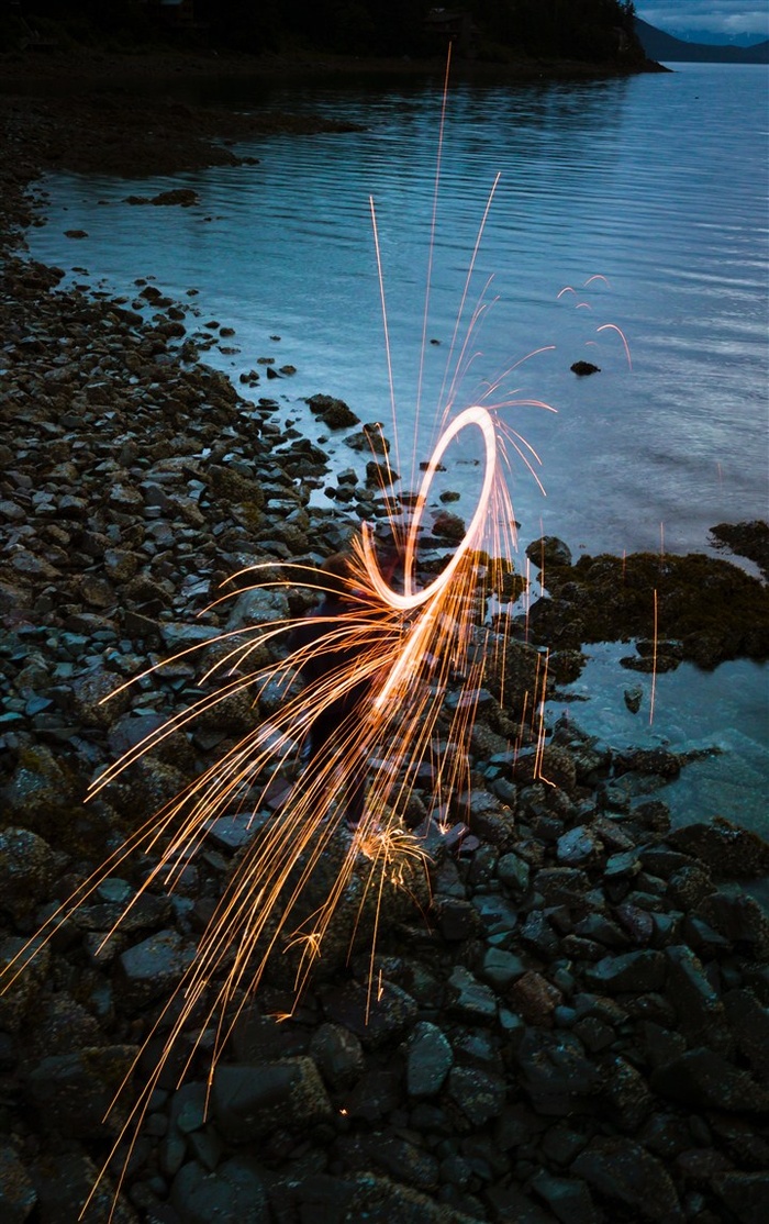 民俗文化活动打树花摄影素材