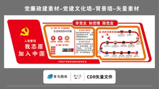 党建文化墙党建素材CDR预览图红色背景学党史知党情跟党走入党誓词