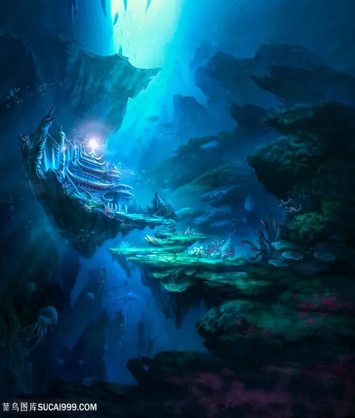 海底龙宫中国风CG原画绘画图片