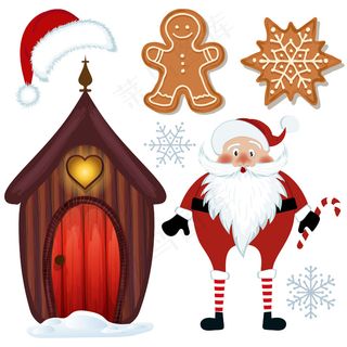 简约剪纸风圣诞节素材元素