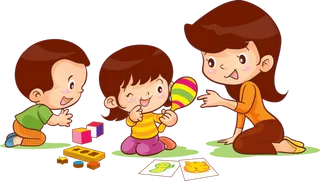 妈妈陪孩子玩耍