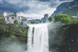 冬天山水背景风景