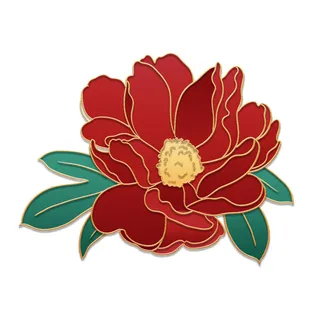 国潮风立体浮雕金边手绘花朵花卉PSD设计PNG免扣图片元素素材