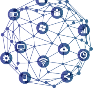 人物蓝色线条卡通科技kv主视觉素材