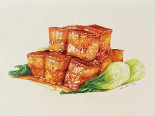 彩铅红烧肉