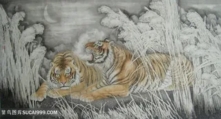 卧虎夜吟风景图