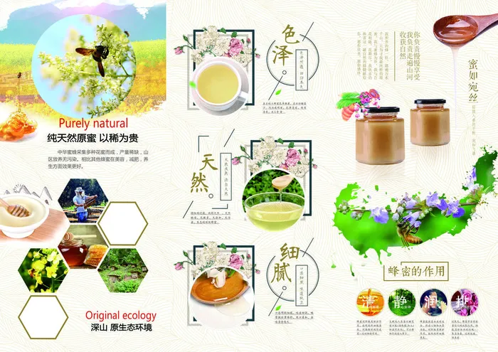 小清新蜂蜜产品三折页反面