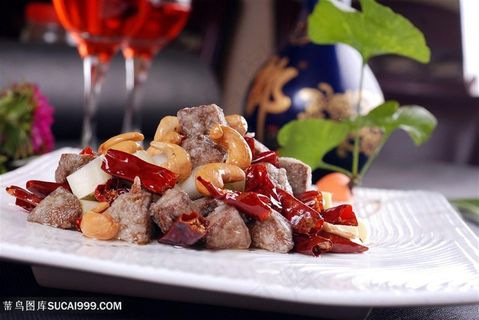 川什法式鹅肝中华美食摄影图