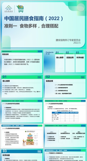 平衡膳食八准则解读PPT模板