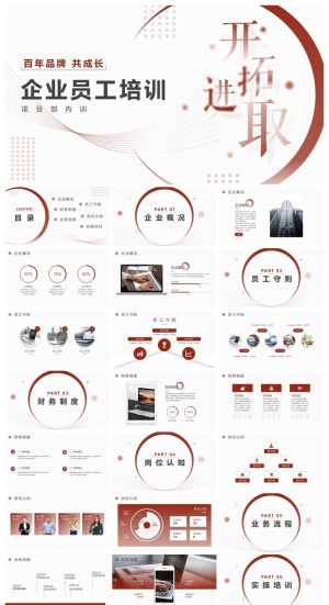 红色简约企业新员工入职培训PPT模板