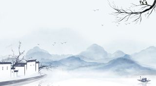 中国风传统水墨古风古典展板边框工笔画PS海报背景平面设计素材