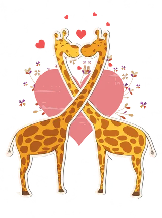 长颈鹿爱心情人节