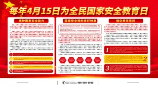 全民国家安全教育日科普社区公益背景展板海报PSD素材模板设计