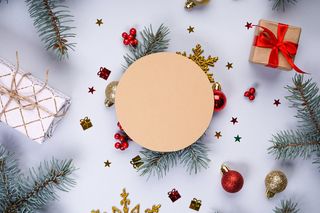 圣诞节垂直画幅场景圣诞装饰圣诞球产品背景(93)