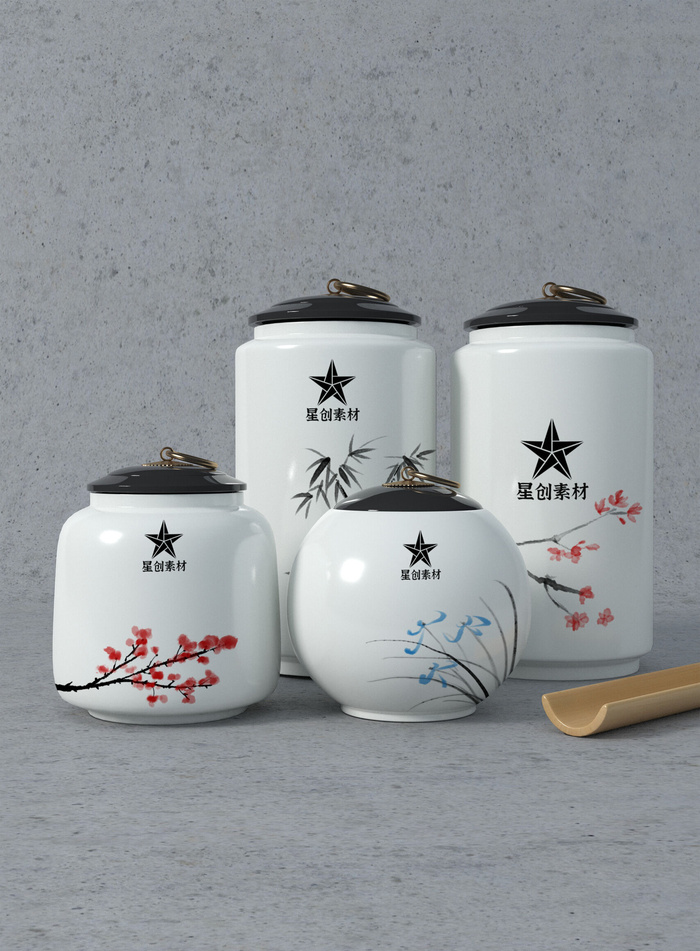 高端品牌茶叶包装盒纸袋智能贴图样机产品效果图展示PSD素材模板