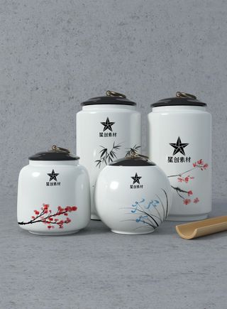 高端品牌茶叶包装盒纸袋智能贴图样机产品效果图展示PSD素材模板