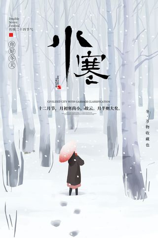 中国传统冬天小寒祝福24二十四节气节日宣传活动海报