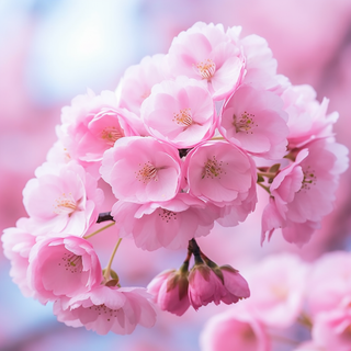 粉色的樱花花枝细节特写摄影图