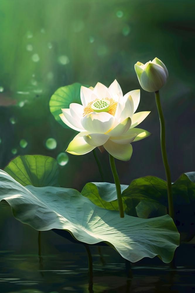 绿色简约荷花摄影背景图