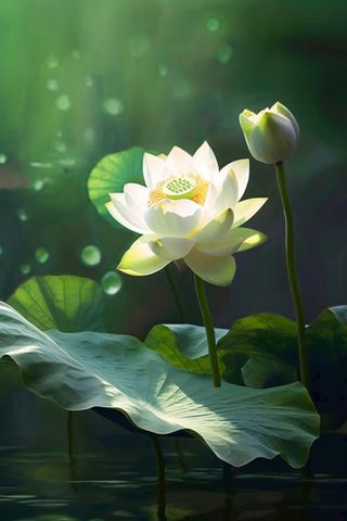 绿色简约荷花摄影背景图