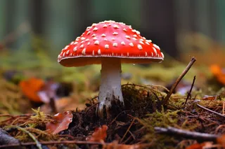 森林里的红蘑菇毒蘑菇苔藓摄影图