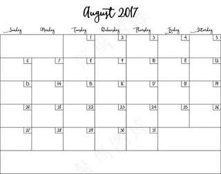 空白记事本8月日历图片