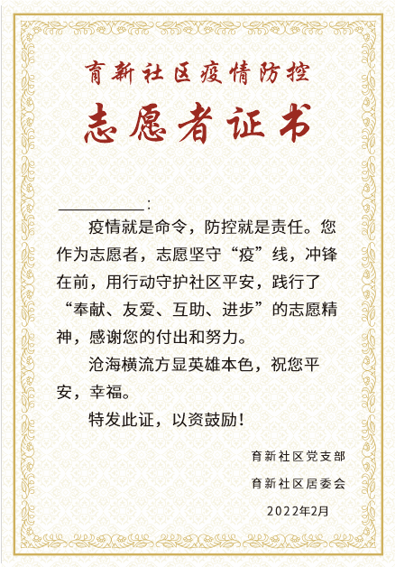 志愿者证书荣誉证书清新cdr矢量模版下载
