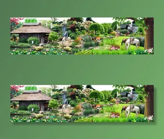 美丽水河花卉双马背景