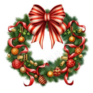 圣诞花环圣诞装饰元素插画免抠