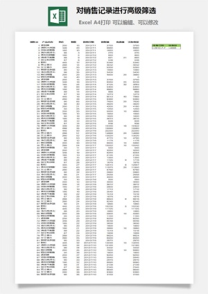 对销售记录进行高级筛选excel模板预览图