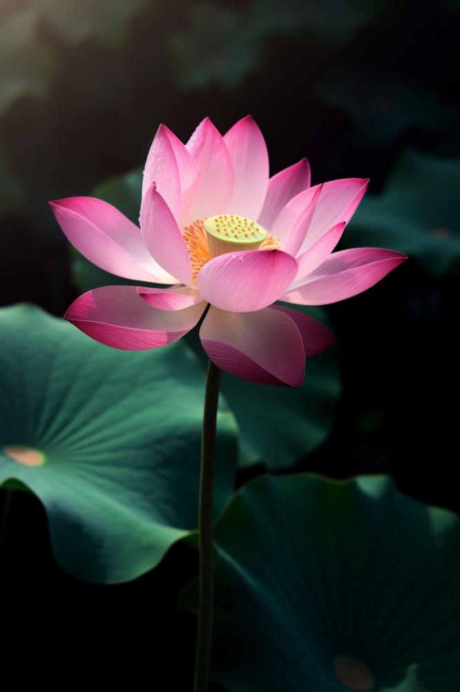 莲花光影暗黑摄影图