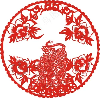 虎年吉祥剪纸图案矢量素材