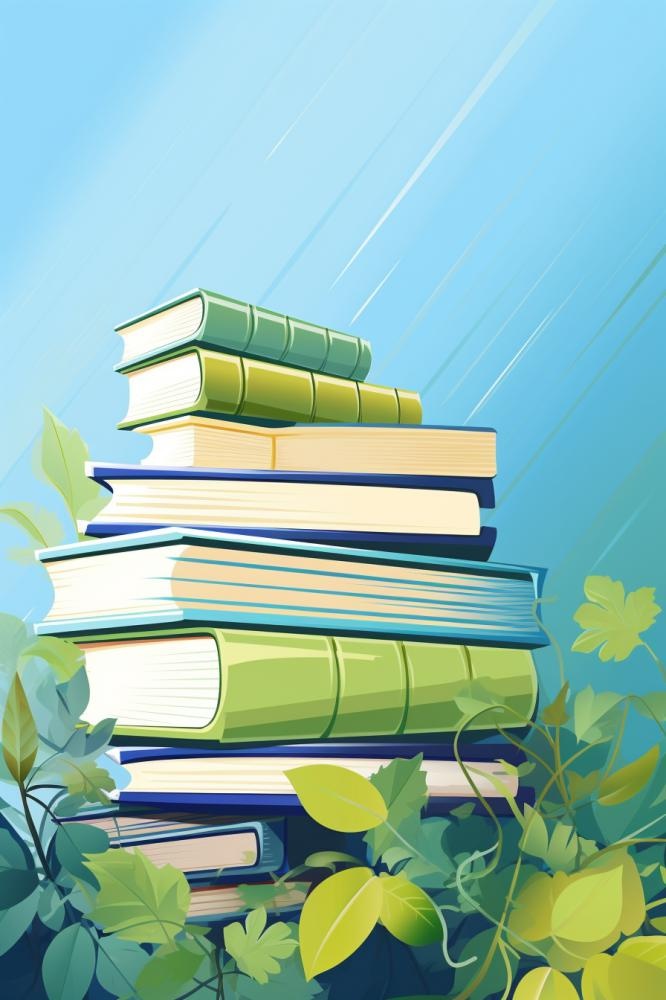 黄绿色清新渐变书籍背景