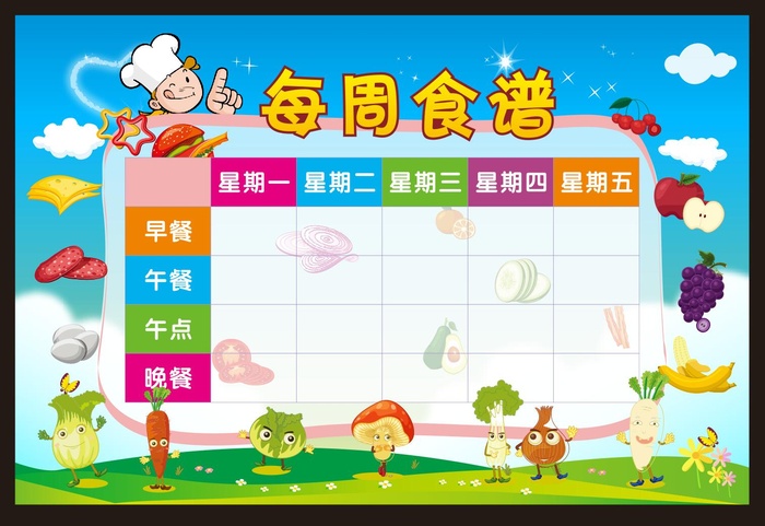 每周食谱展板cdr矢量模版下载