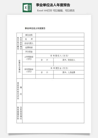 事业单位法人年度报告excel模板