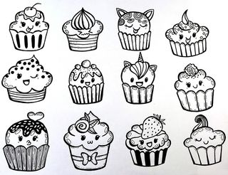 纸杯蛋糕 表达式 涂鸦 脸 面部表