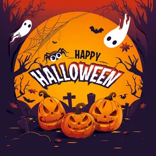 卡通万圣节黑橙色背景