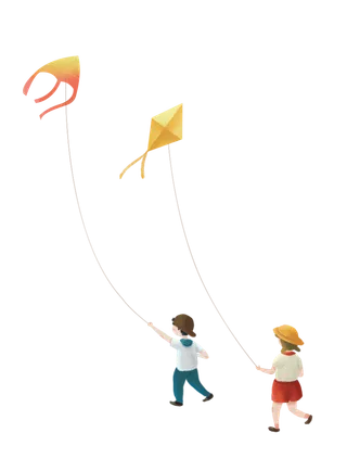 快乐童年春天放风筝的小孩