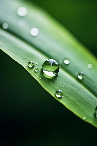 枝叶树叶绿色水滴露珠清新背景