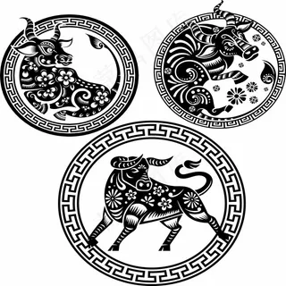 牛剪纸 剪纸风元素