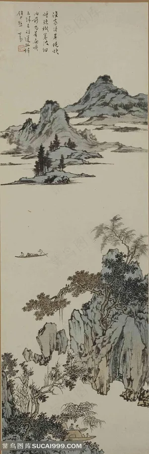 溥心畬中国画《漁家倚岸》 溥心畬中国画《漁家倚岸》