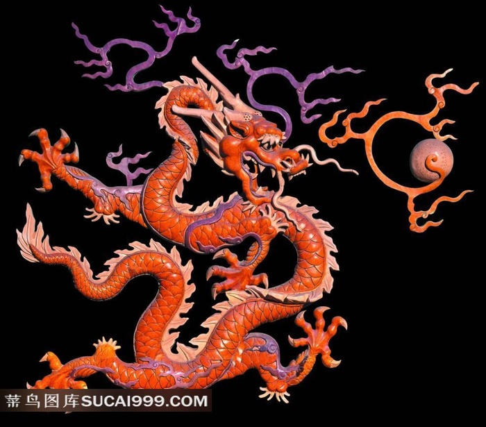 中国古典龙纹戏珠图案