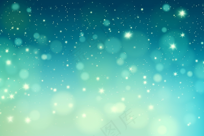 蓝绿色星星形状光圈光斑彩色纹理背景