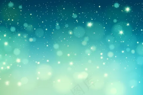 蓝绿色星星形状光圈光斑彩色纹理背景 蓝绿色星星形状光圈光斑彩色纹理背景